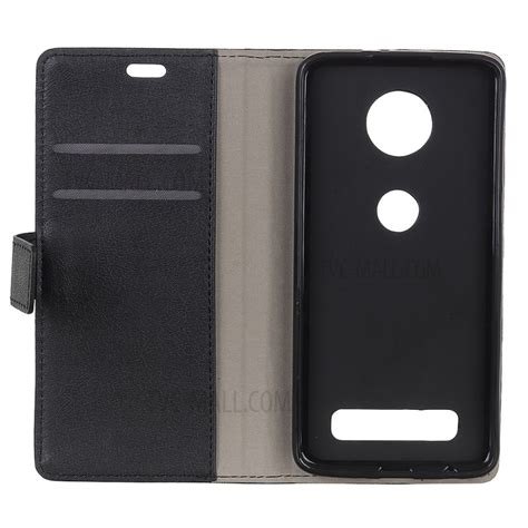 Pu Leather Protection Cell Phone Case [wallet Stand] For Motorola Moto Z4 Play Black