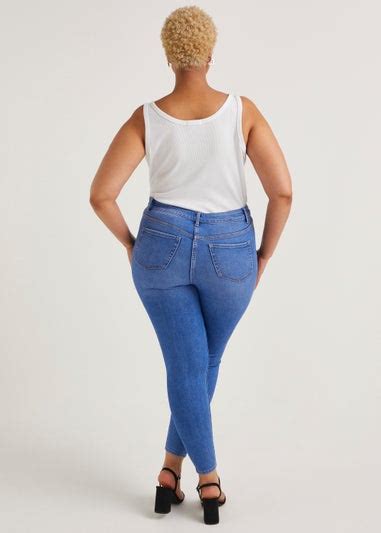 Papaya Curve April Mid Wash Ripped Super Skinny Jeans Matalan