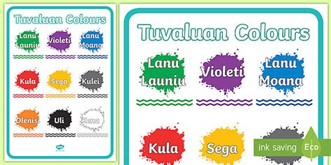 Tuvaluan Colours Poster L Enseignant A Fait Twinkl