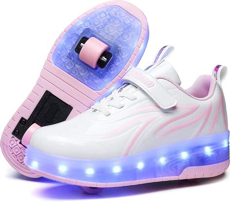 BORKE Kids Shoes with Wheels LED Light Color Shoes Shiny Roller Skates ...