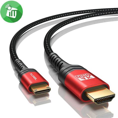 JSAUX Mini HDMI To HDMI 4K 60Hz Nylon Braided Cable 1 8M