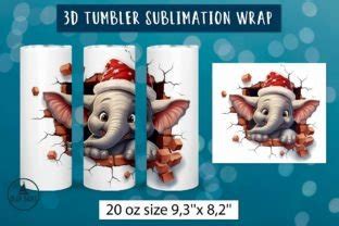 D Christmas Elephant Tumbler Wrap Graphic By Olga Boat Design