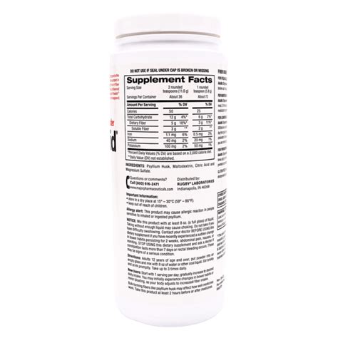 Rugby Reguloid Unflavored Constipation Relief Powder With Natural