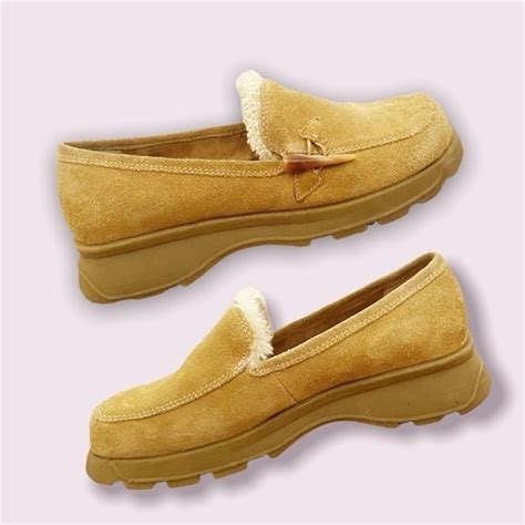 Mudd Shoes Y2k Mudd Kin Platform Loafers Tan Beige Suede Fur Slip