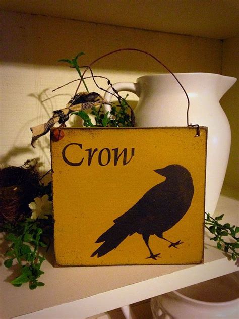 Primitive Crow Sign Ornie Handmade Wood Sign Etsy Handmade Wood