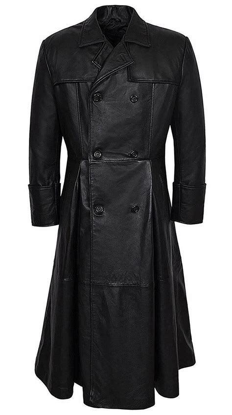 Long Leather Trench Coat Duster Steampunk Victorian Fantasy Style