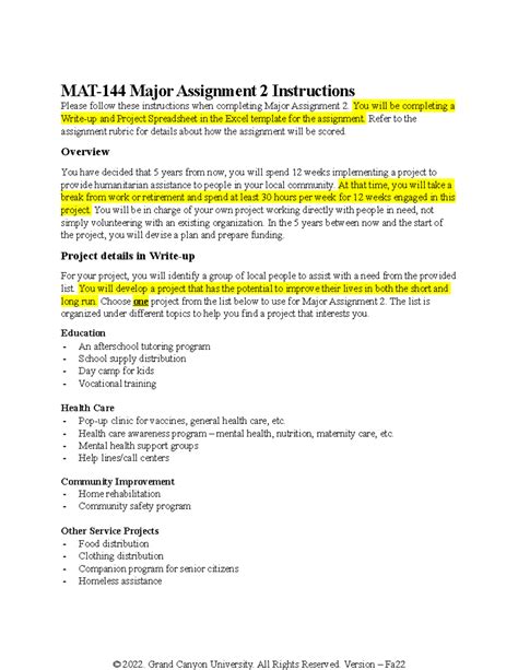Math 144 Gcu Major Assignment 1