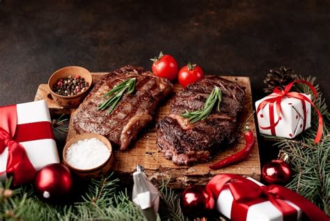 Premium Photo Grilled Beef Steak Ribeye And Ts For Christmas