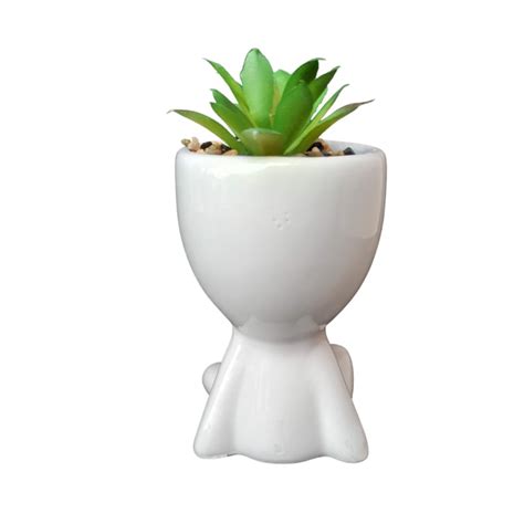 Vaso Bob Robert Plant Sentado Planta Artificial Branco Elo