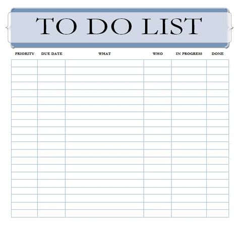 6 To Do List Templates Excel Pdf Formats