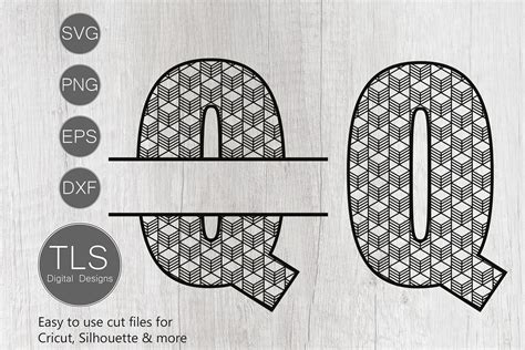 Split monogram letter Q SVG, Geometric Letter Q SVG