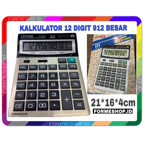 Jual Kalkulator Ct Digit Ukuran Paling Besar Cm X Cm