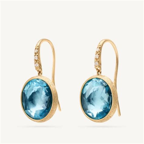 Marco Bicego Jaipur Ct Yellow Gold Blue Topaz Diamond Drop Earrings