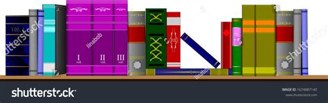 Color Illustration Bookshelf Library Books Stock Illustration 1674887140