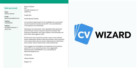 Crea Una Lettera Di Presentazione CVwizard