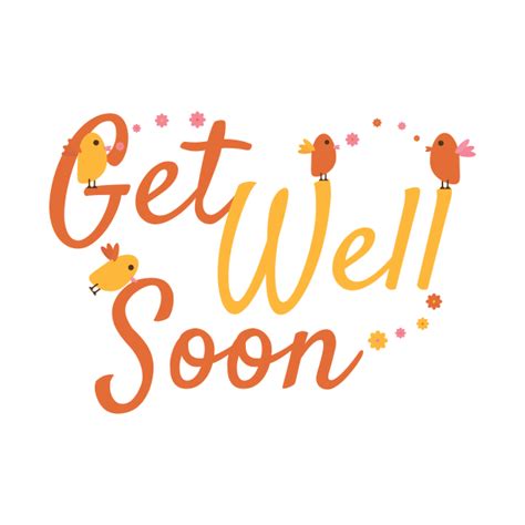 Get Well Soon Greeting With Cute Birds And Flowers Get Well Soon T