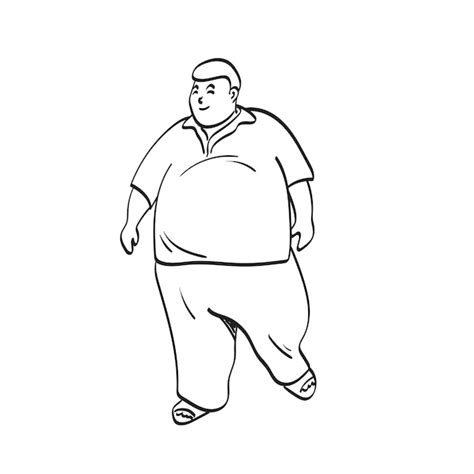 Premium Vector Full Length Of Smiling Fat Man Walking In Front View Illustration Vector Hand