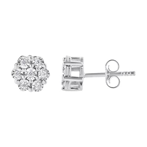 Rent To Own Sterling Silver Ct Tdw Rose Cut Diamond Floral Cluster