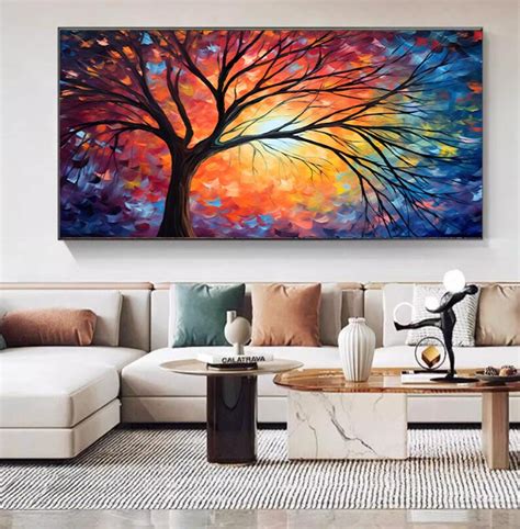 The Fantasy Tree Under The Starry Sky Painting Wall Art Colorful Big