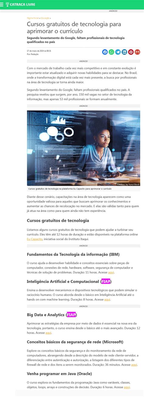 Catraca Livre NOTÍCIAS CURSOS GRATUITOS DE TECNOLOGIA PARA APRIMORAR