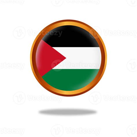 Palestinian Flag Circle With Gold Frame 32049800 Png