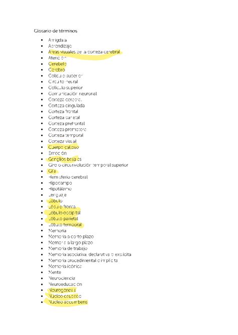 Glosario De T Rminos Complemento Bases Del Neurodesarrollo