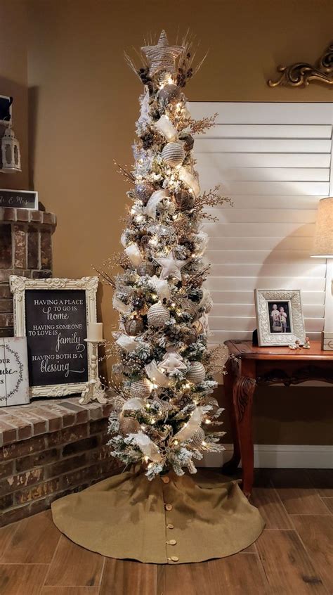 Elegant White Christmas Tree With Gold And Silver Ornaments