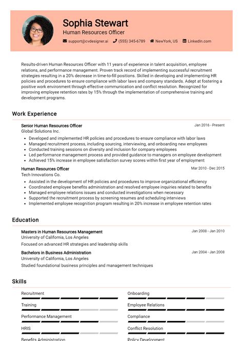 Human Resources Officer Resume Examples For Tips To Stand Out