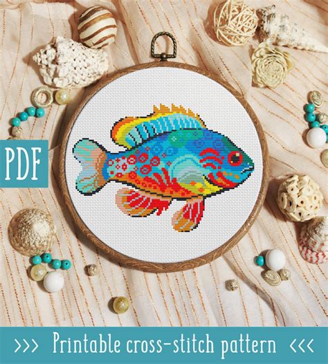 Modern Cross Stitch Pattern Fish Cross Stitch Pattern Sea Etsy