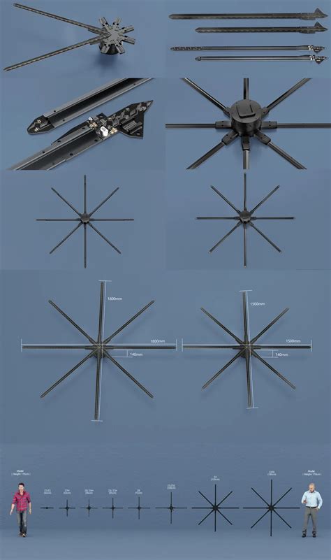 New Naked Eye D Hologram Fan Cm Supports Arbitrary Splicing Pieces Cross Shaped Fan Blades