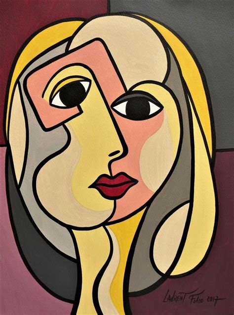 Portrait Feminin Peinture Par Laurent Folco Artmajeur Cubist Art