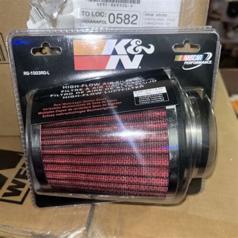 K N Fit Air Filter Chrome Round Tapered Red 4in ID X 1 125in L X 5