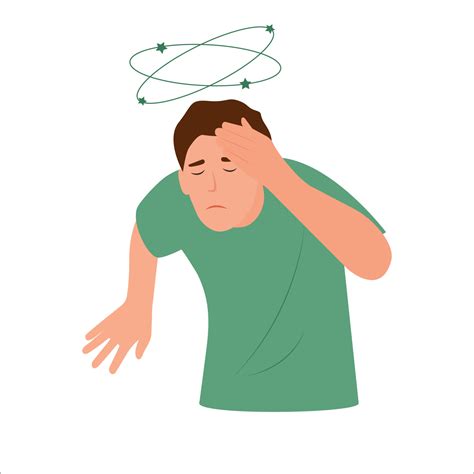 Dizziness Man With Closed Eyes Holds His Hand On Head Stars Spin