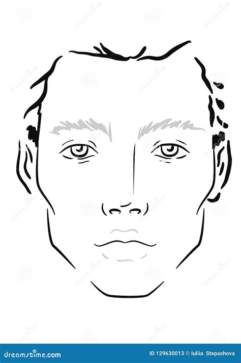 Man Face Chart Makeup Artist Blank Template Stock Vector