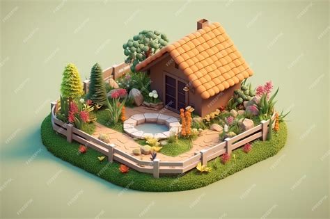 Premium Photo A Small House In A Garden With A Small Garden And A Fence