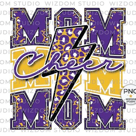 Cheer Mom Png Image Lightning Bolt Cheer Leopard Purple Gold Etsy