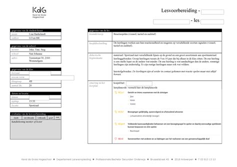 LVB Reactiespelen Lesvoorbereiding Lesvoorbereiding Les Gegevens