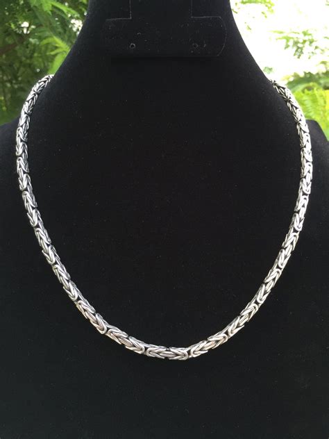 Mens 9 25 Sterling Silver Heavy Byzantine Bali Chain Handmade Etsy