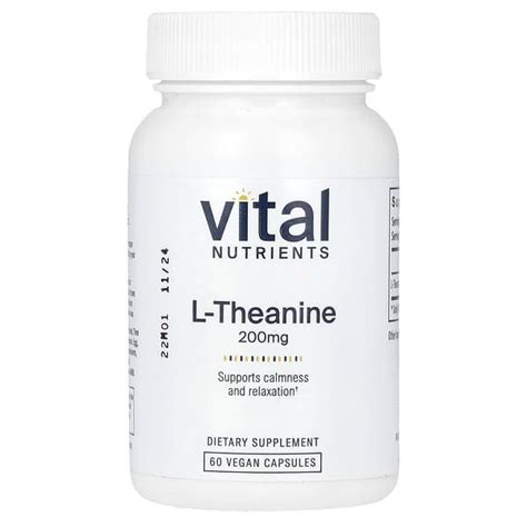 Vital Nutrients L Theanine 200 Mg 60 Vegan Capsules