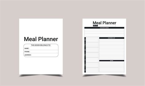 Meal Planner Logbook Kdp Interior Vector Art At Vecteezy