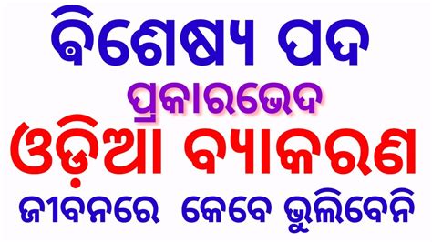 Bisheshya Pada In Odiaodia Grammar Bisheshya Pada Bisesya In Odia