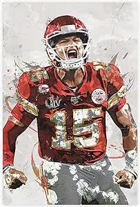 Amazon Dalouh Patrick Mahomes Posters Football Canvas Poster