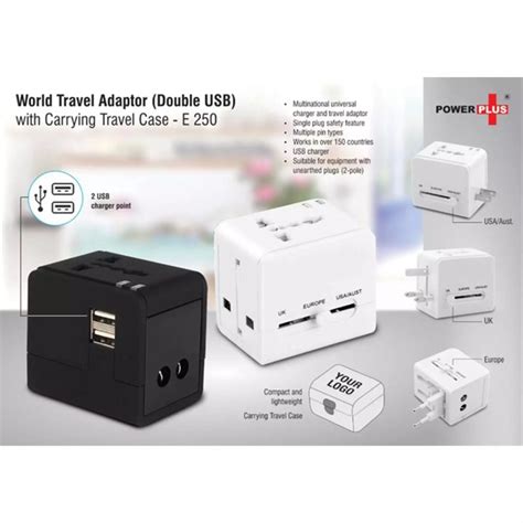 World Travel Adaptor Double Usb With Carrying Travel Case Travel