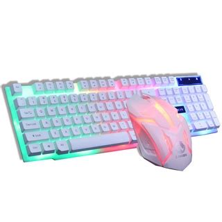 Kit Teclado E Mouse Branco Gamer Haiz Led USB Rgb Console Notebook