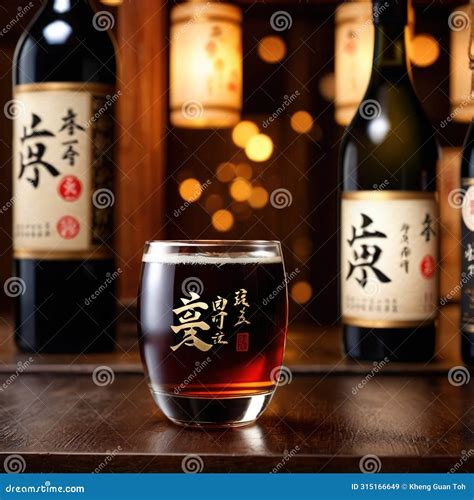 Japanese Sake Traditional Japanese Asian Rice Wine Liquor Liquer Alcohol Beverage Stock