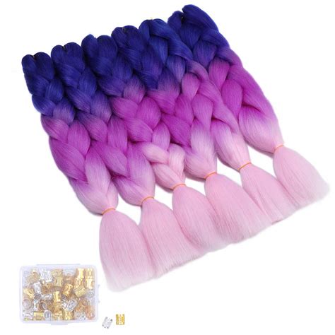 6pack Ombre Jumbo Braiding Hair Three Tone Kanekalon Jumbo Braids Synthetic Ombre Braiding Hair