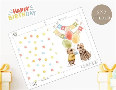 Printable Birthday Card, Foldable Birthday Card, Blank Birthday Card ...