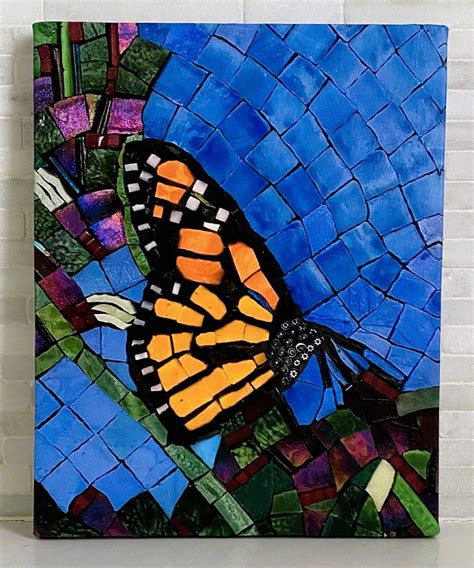 Monarch Butterfly Mosaic Art On Canvas T Or Collector Wall Art For