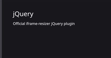 Jquery Iframe Resizer