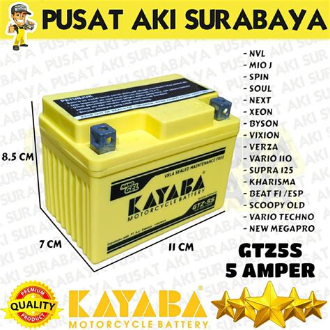 Jual Kayaba Gtz S Ah Aki Gel Kering Battery Motor Honda Beat Esp